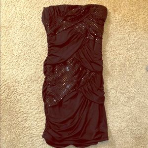 Strapless Black Sequin Dress